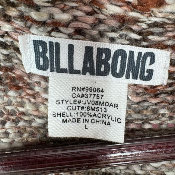 Billabong Marled Cardigan Sweater Brown Multi Juniors Large Button Shawl Collar - Picture 10 of 12